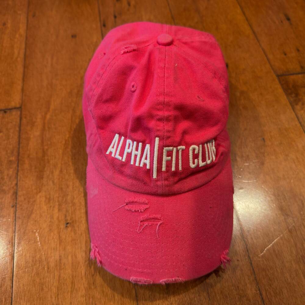 Thrashed Vintage Alpha Fit Club Distressed Pink Baseball Cap
